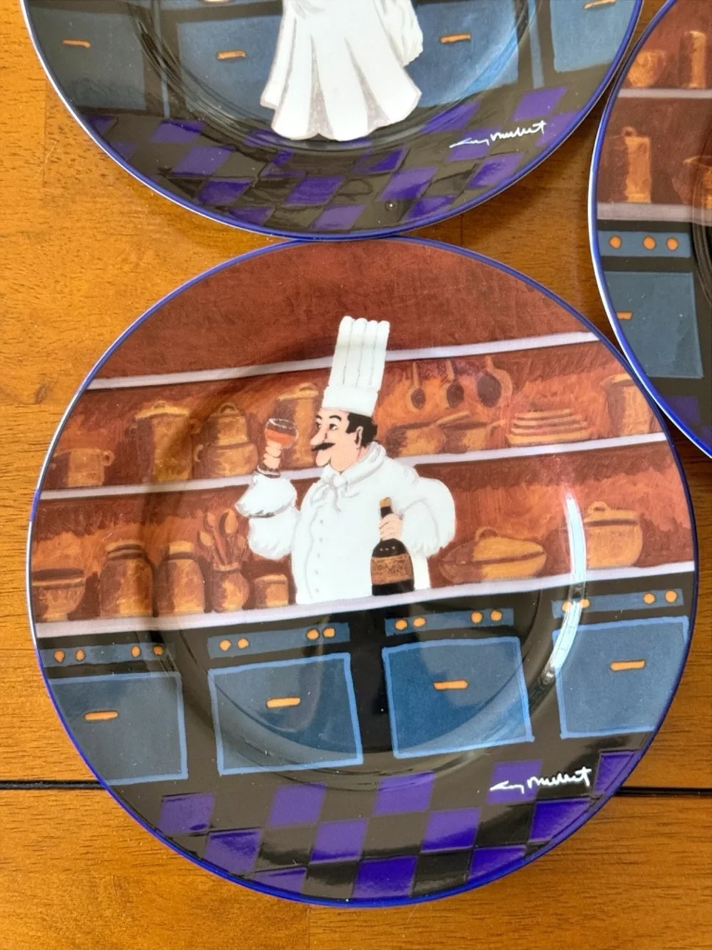 Williams-Sonoma Guy Buffet French Chef 8.25”in Plates Vintage Made in Japan 5 Pc